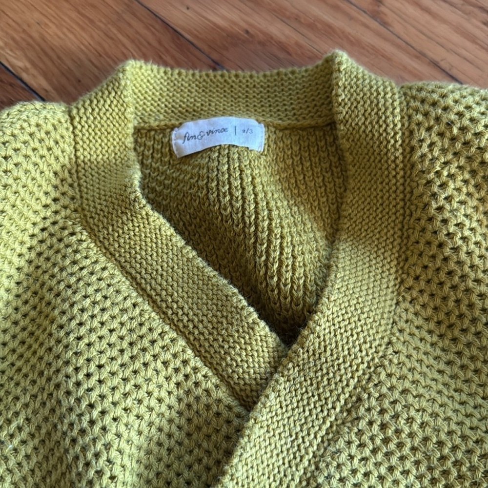 Fin & Vince cotton kimono knit mustard cardigan and overalls matching set 2/3T - Picture 4 of 11